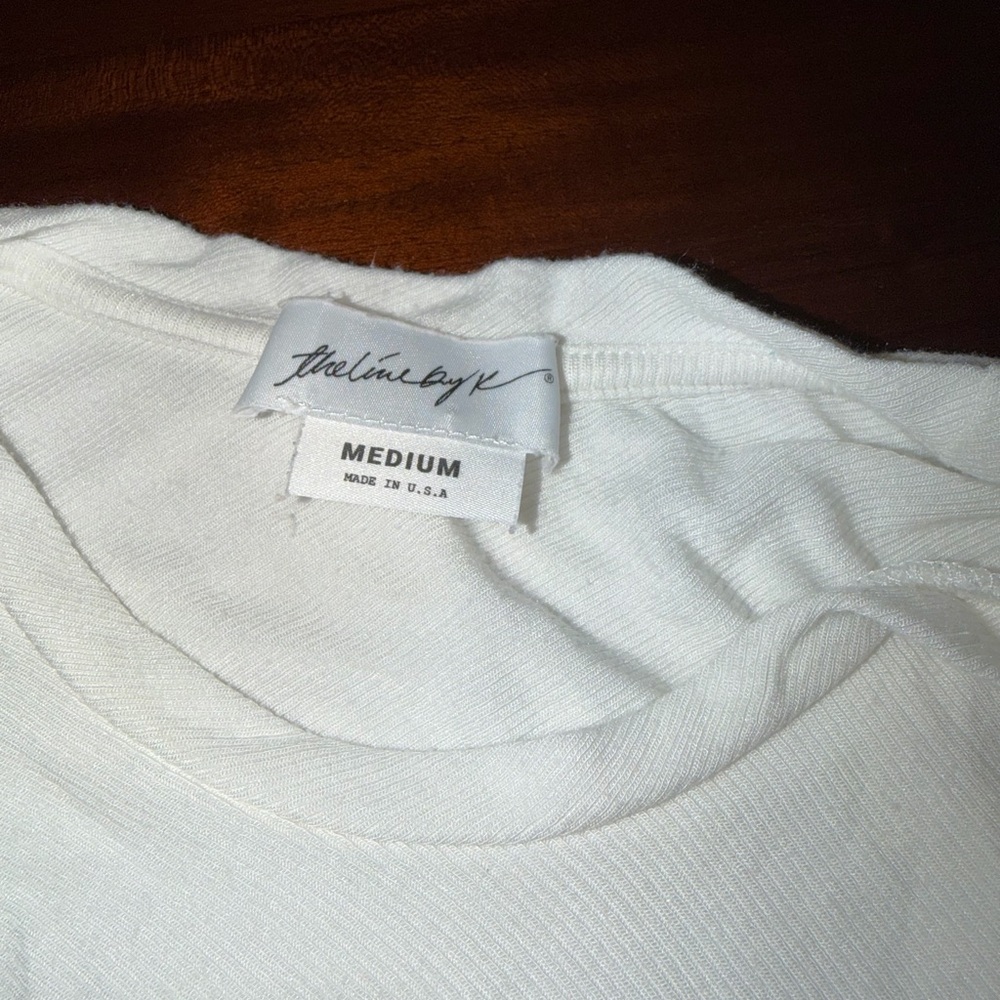 THE LINE BY K TERA White Draped Short Sleeve T-Shirt - Picture 6 of 7